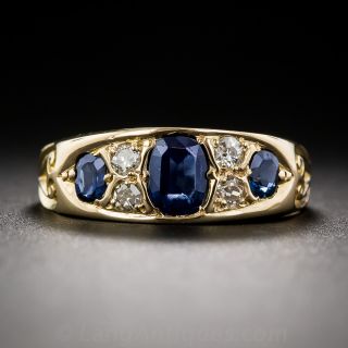 Antique English Sapphire and Diamond Ring
