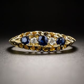 Antique English Sapphire and Diamond Ring