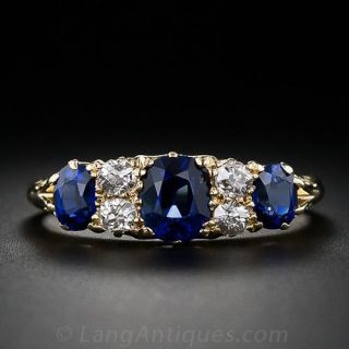 Antique English Sapphire and Diamond  Ring