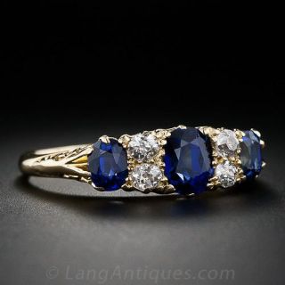 Antique English Sapphire and Diamond  Ring