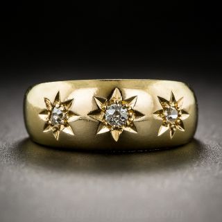 Antique English Three-Stone Diamond Band Ring