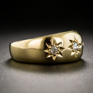 Antique English Three-Stone Diamond Band Ring