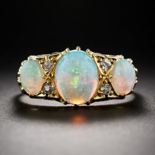 Antique English Three-Stone Opal Ring