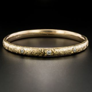 Antique Engraved Diamond Set Bangle by Bailey, Banks, & Biddle - 3