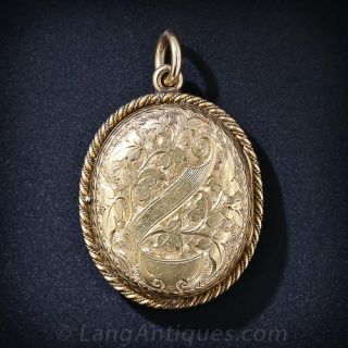 Antique Engraved Oval Locket