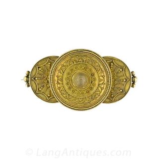 Antique Etruscan Revival Locket Brooch Main View 1
