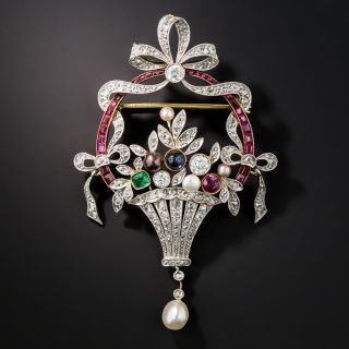 Antique Flower Basket  Pendant/Brooch - 5