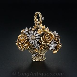 Antique Flower Basket Pin and Pendant