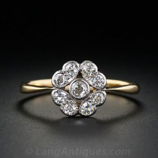 Antique Flower Shaped Cluster Diamond Ring