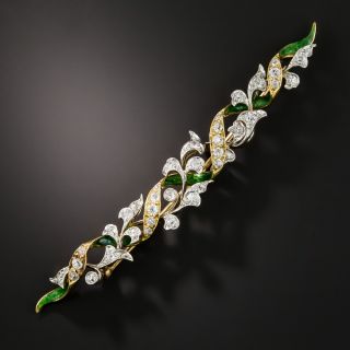 Antique Foliate Diamond Bar Pin - 1