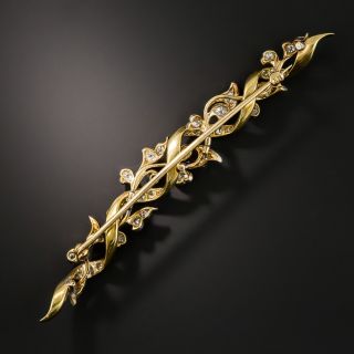 Antique Foliate Diamond Bar Pin