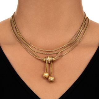 Antique French 18K Multi-Strand Slide Necklace