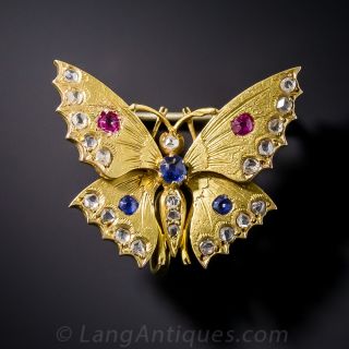 Antique French Butterfly Brooch 