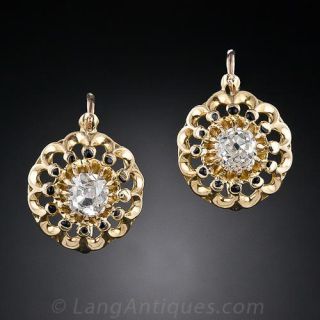 Antique French Diamond and Enamel Earrings - 2