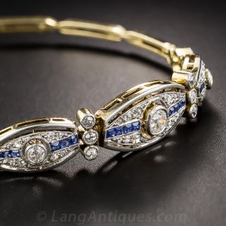 Antique French Diamond and Sapphire Bracelet