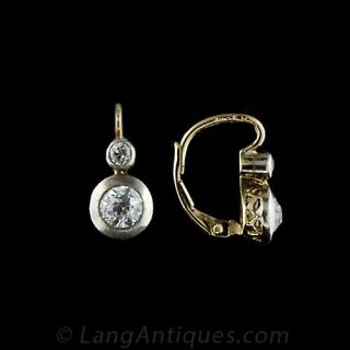Antique French Diamond Drop Earrings