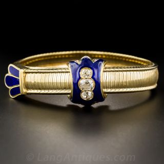 Antique French Diamond & Enamel Slide Bracelet