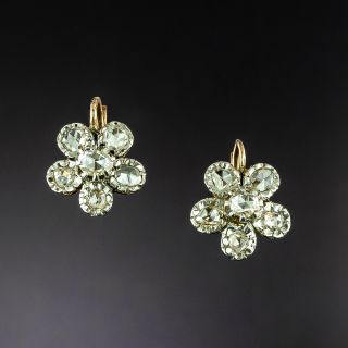 Antique French Diamond Flower Earrings - 2