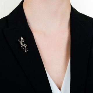 Antique French Diamond Salamander Pin