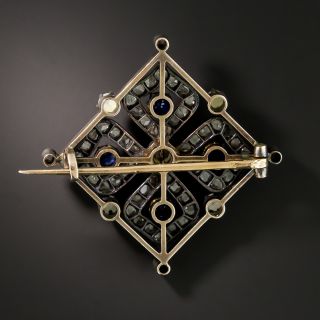 Antique French Diamond, Sapphire and Pearl Brooch