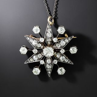 Antique French Diamond Star Necklace/Brooch - 2