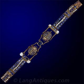 Antique French Egyptian Revival Sapphire Bracelet