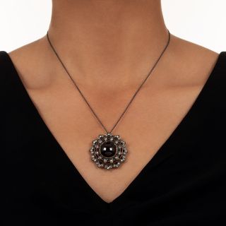 Antique French Garnet Circle Pendant