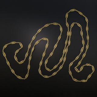 Antique French Gold Fancy Link Long Chain