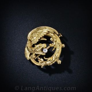 Antique French Griffin Motif Watch Pin