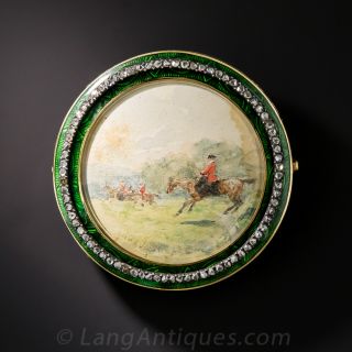 Antique French Miniature Equestrian Brooch - 2