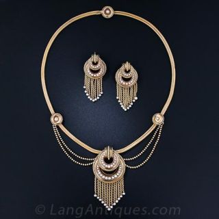 Antique French Necklace and Earring Suite