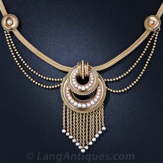 Antique French Necklace and Earring Suite