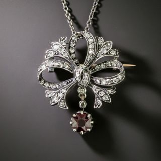 Antique French Ruby and Diamond Pendant/Brooch - GIA - 2