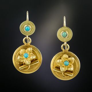 Antique French Turquoise Earrings - 2