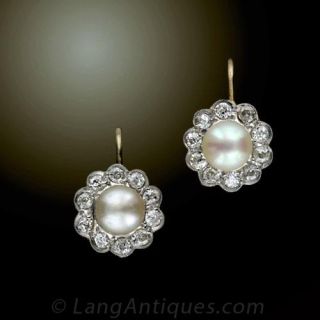 Antique Pearl Diamond Earrings 