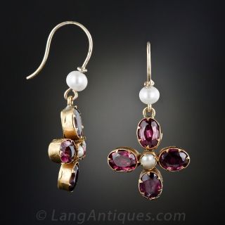 Antique Garnet and Pearl Earrings