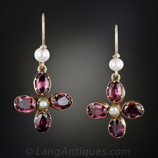 Antique Garnet and Pearl Earrings