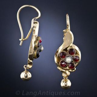 Antique  Garnet & Pearl Earrings