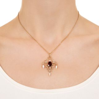 Antique Garnet and Pearl Necklace