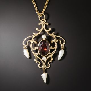 Antique Garnet and Pearl Necklace - 2
