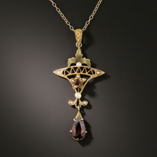 Antique Garnet and Pearl Pendant, Circa 1900 - 2