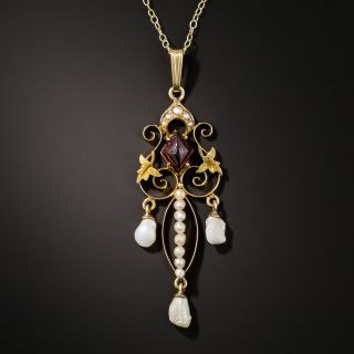 Antique Garnet and Pearl Pendant - 2