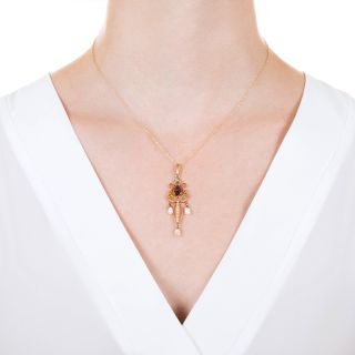 Antique Garnet and Pearl Pendant