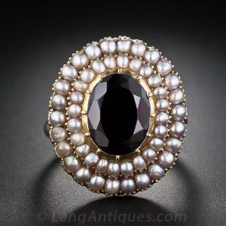 Antique Garnet and Seed Pearl Ring