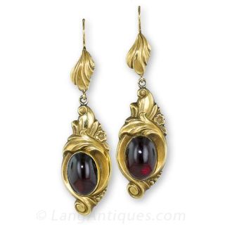 Antique Garnet Cabochon Earrings