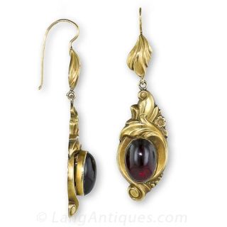 Antique Garnet Cabochon Earrings
