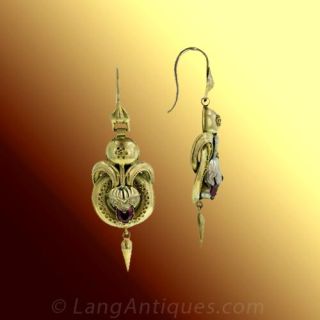 Antique Garnet Earrings, Circa 1850