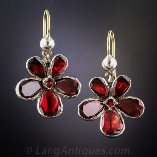 Antique Garnet Floral Earrings 