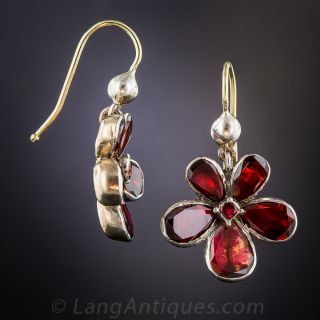 Antique Garnet Floral Earrings 