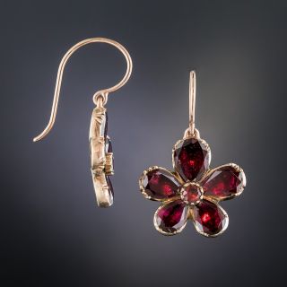 Antique Garnet Flower Earrings